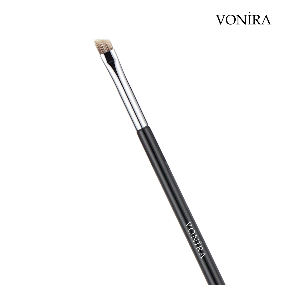 onira Beauty Natural Sharp Firm Angled Eyebrow Brush With Silver Copper Ferrule Black Handle Custom Private Label Service - Image 5